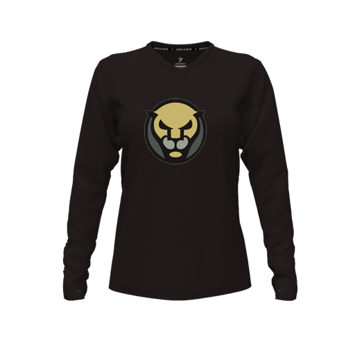 [FTLVPTBK-FYXS-LOGO1] Decker Performance T-Shirt (Female Youth XS, Black, V Neck, Logo 1, Long Sleeve)