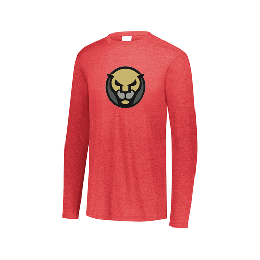[3075.V96.XS-LOGO1] Decker Men's Tri-Blend T-Shirt - Long Sleeve (Adult XS, Red, Logo 1)